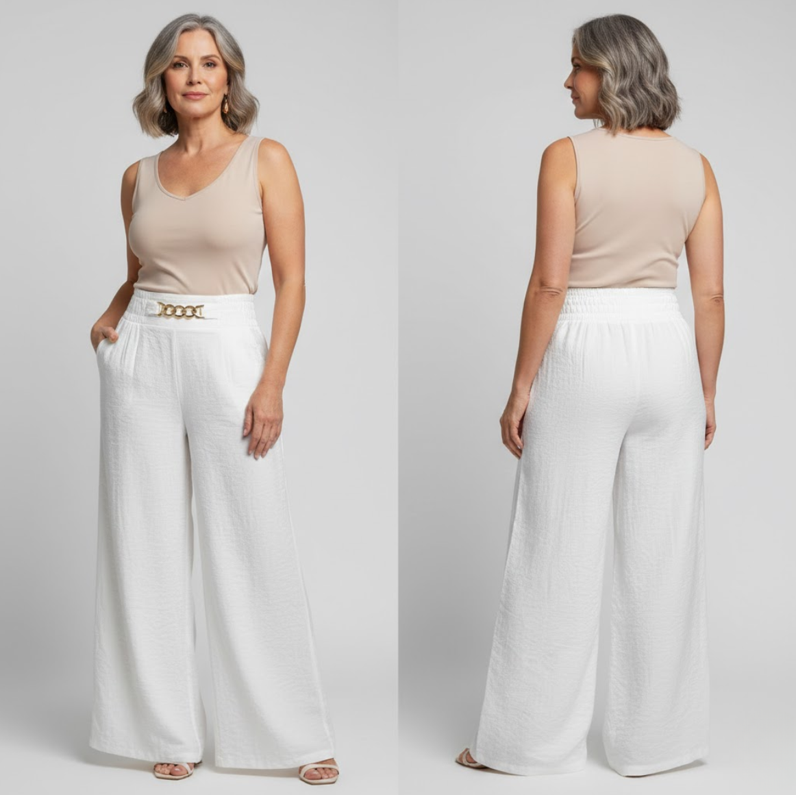 ÉVELYNE | Pantalon large taille haute sculptant