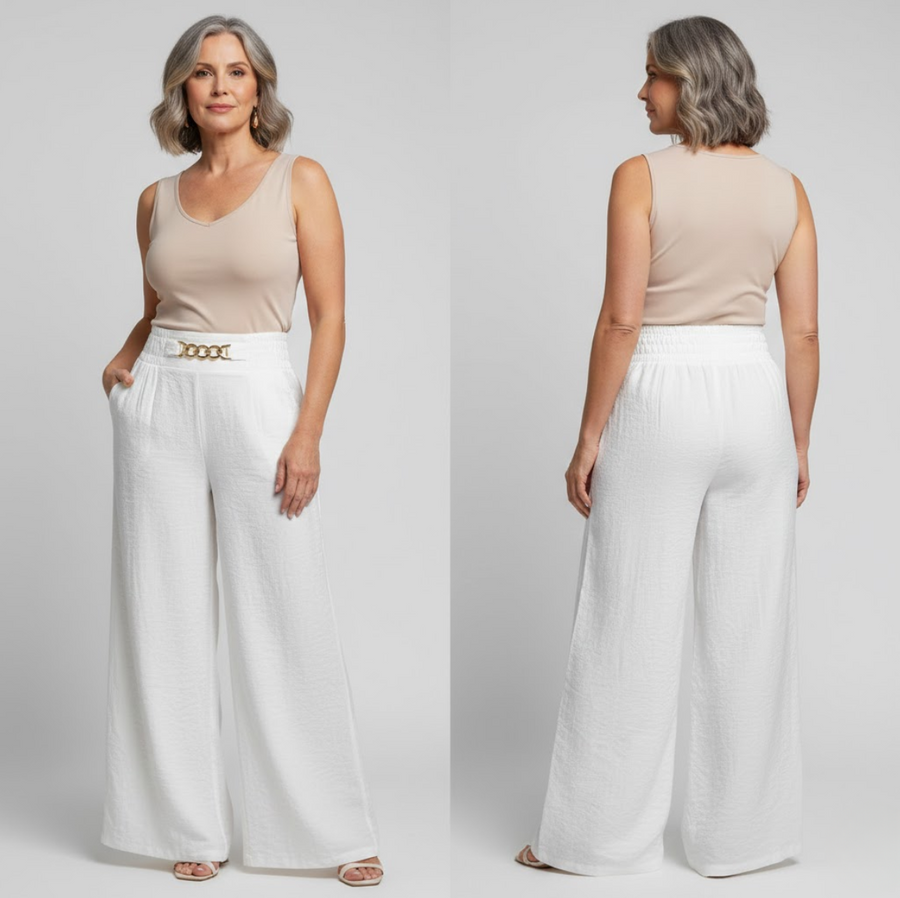 ÉVELYNE | Pantalon large taille haute sculptant