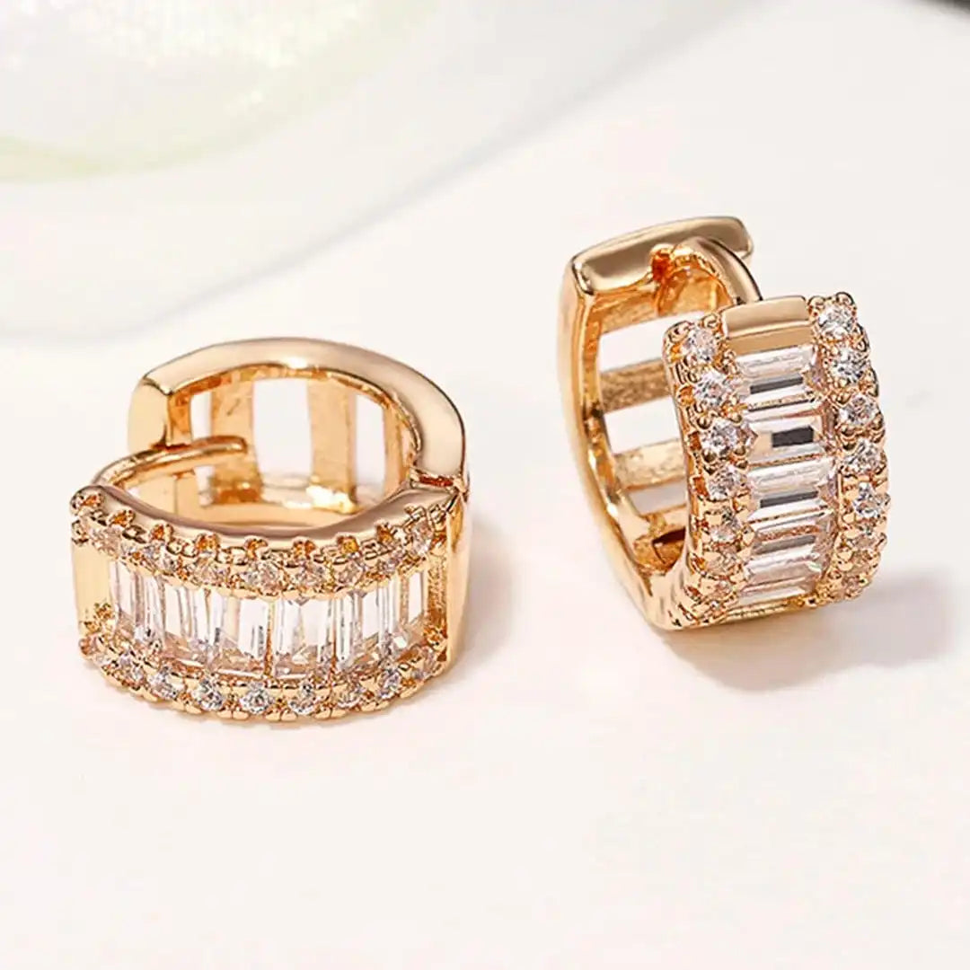 Boucles d'Oreilles Créoles Mini Baguette Zirconia
