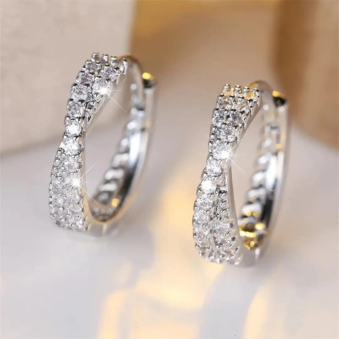Boucles d'Oreilles Créoles en Zirconia Vintage