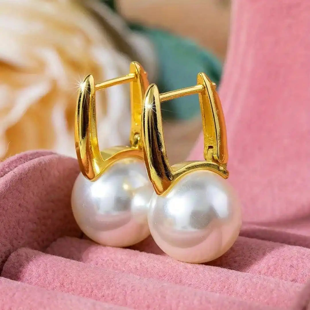 Boucles d'oreilles vintage en perles dorées