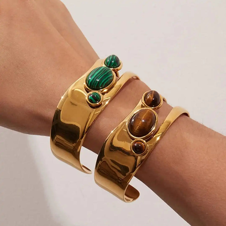 Bracelet Vintage en Œil de Tigre Doré
