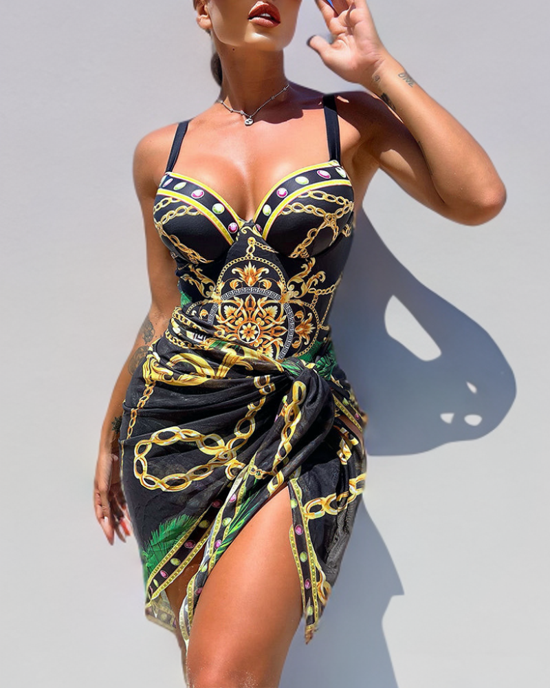ÉPURÉ™ | Maillot de bain une pièce avec effet push-up et jupe de plage assortie