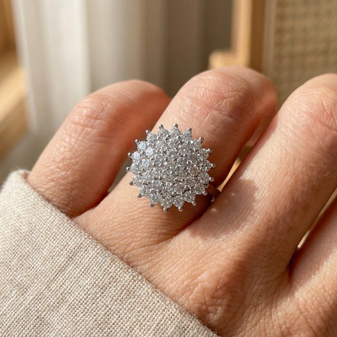 Bague Déclaration Halo en Cristaux