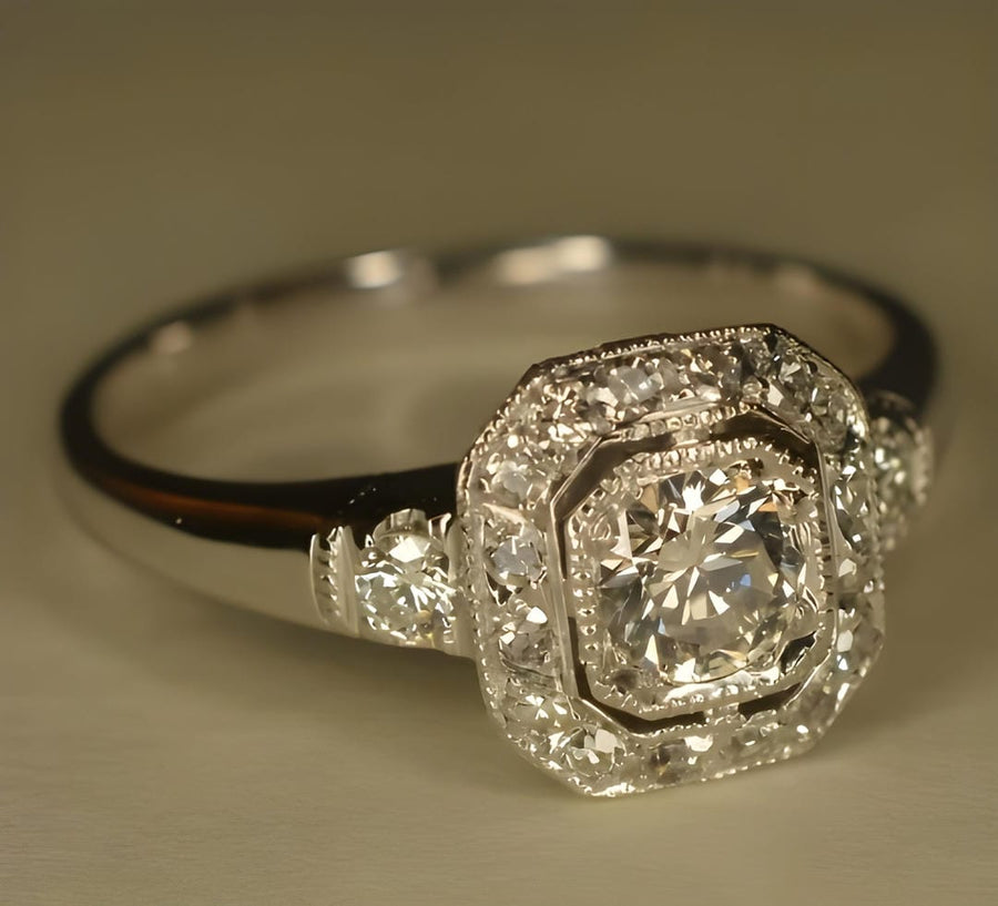 Bague en Argent Cristallin Vintage