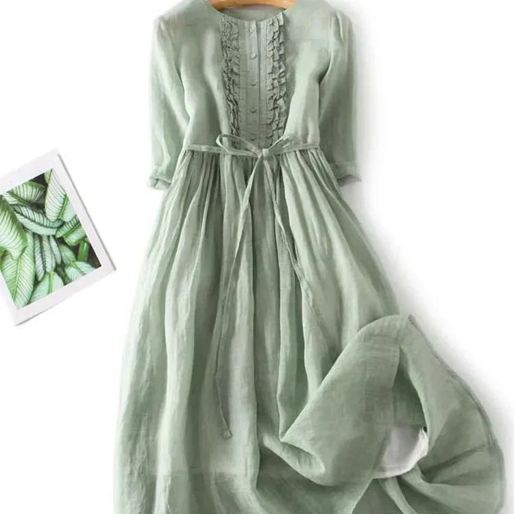 Lucienne | Robe Midi Élégante Nouée