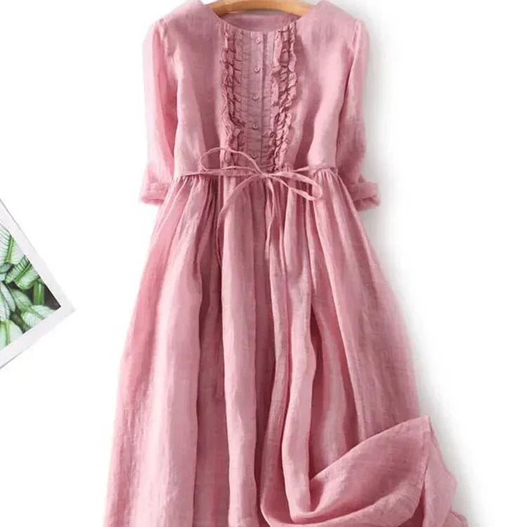 Lucienne | Robe Midi Élégante Nouée