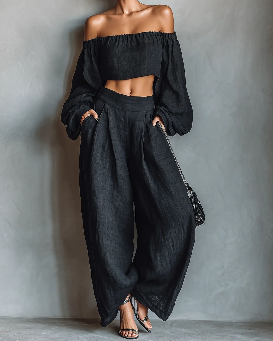 TESS™ | Ensemble à Épaules Dégagées avec Pantalon Ample