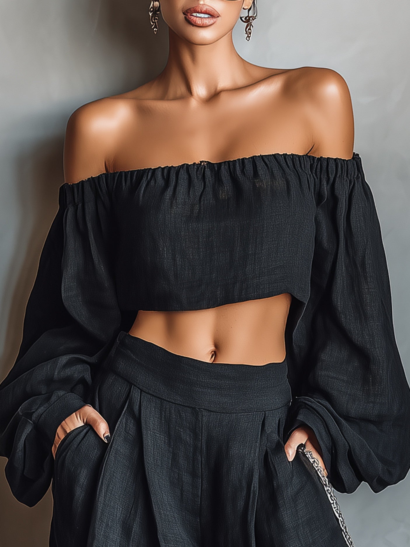 TESS™ | Ensemble à Épaules Dégagées avec Pantalon Ample