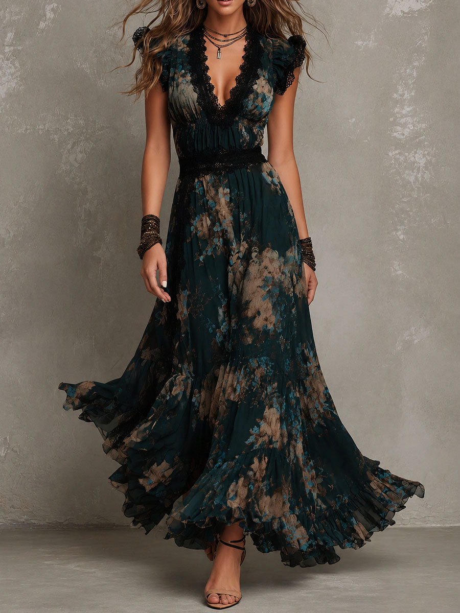 Véronique | Robe Maxi Fleurie Élégante