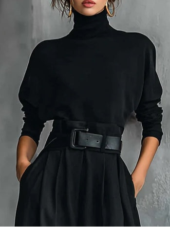LISA™ | Ensemble noir 2 pièces avec ceinture