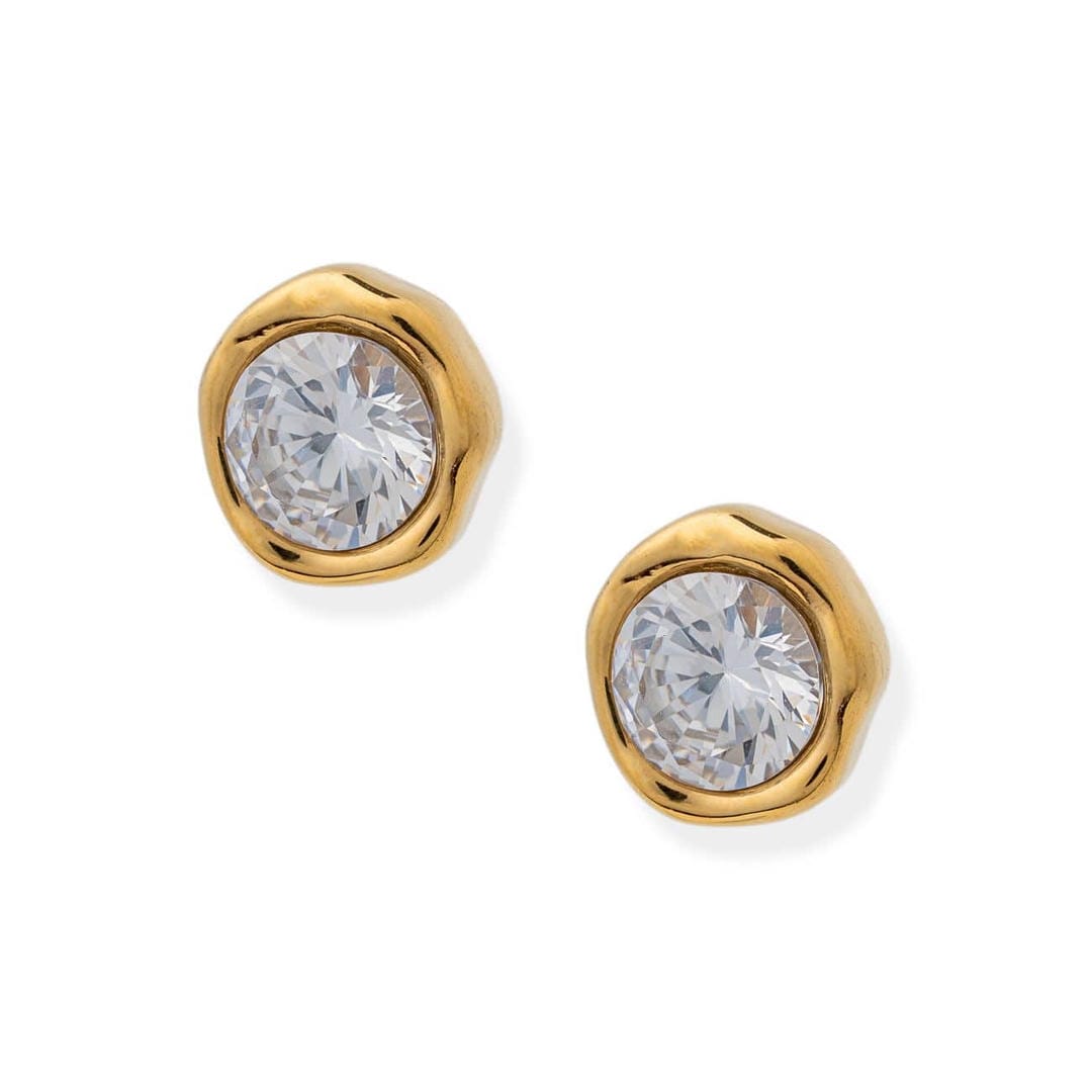 Boucles d'oreilles rondes en zirconia doré intemporel