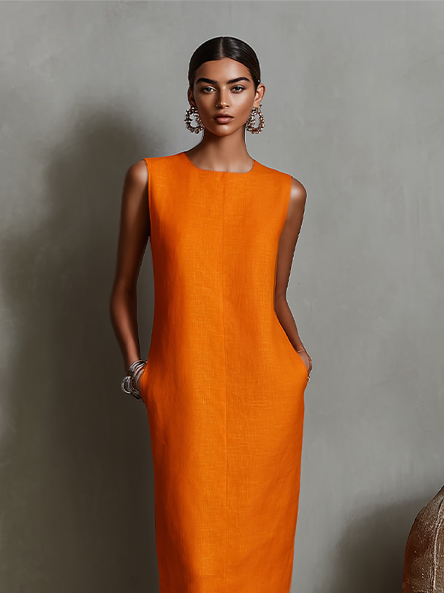 Colette | Robe Midi Élégante Sans Manches