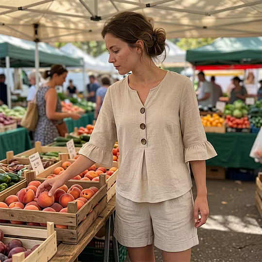 Jeannine | Ensemble Décontracté Boutonné