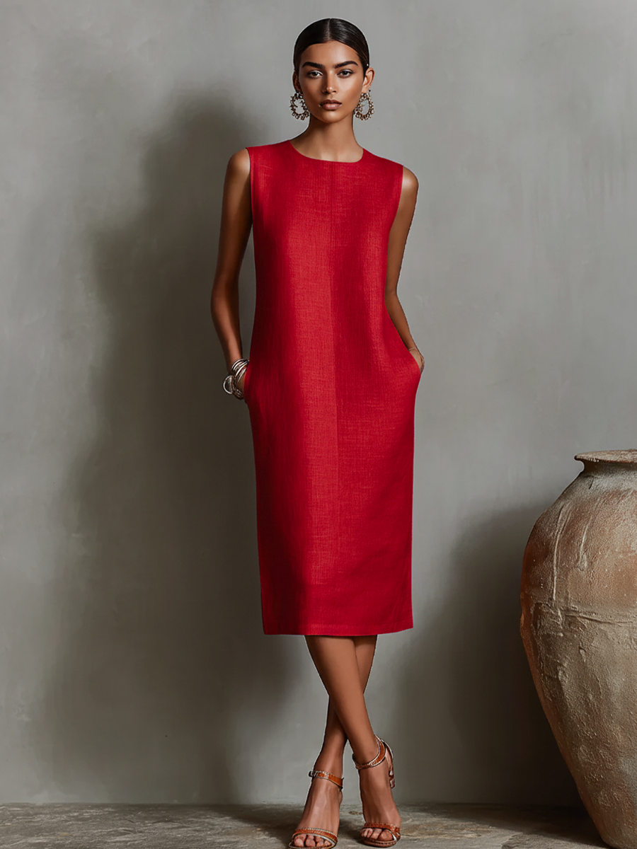 Colette | Robe Midi Élégante Sans Manches