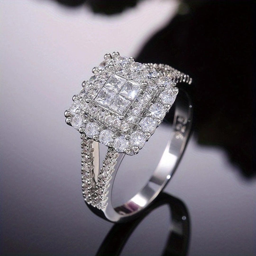 Bague de Mariage en Zirconium en Forme Carrée