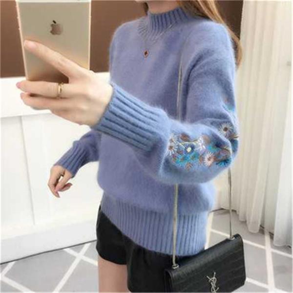 Andrée - Pull Brodé de Fleurs Épais