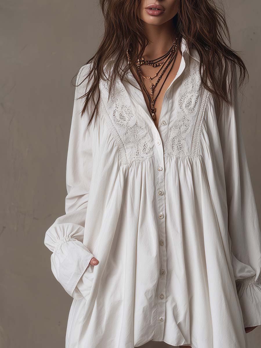 Émilie | Robe Chemise Bohème Élégante