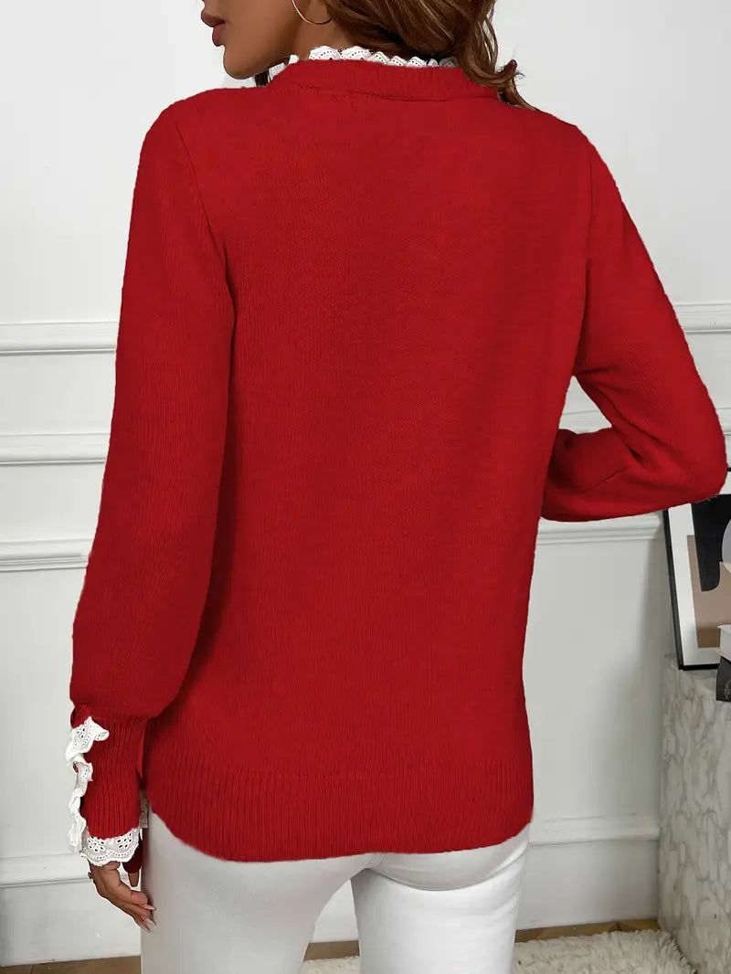 Inaya - Pull en tricot élégant à volants et boutons