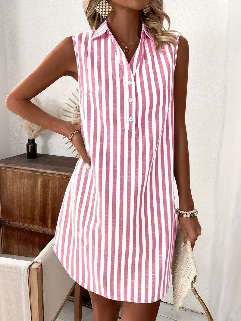 Camille | Robe Rayée Sans Manches
