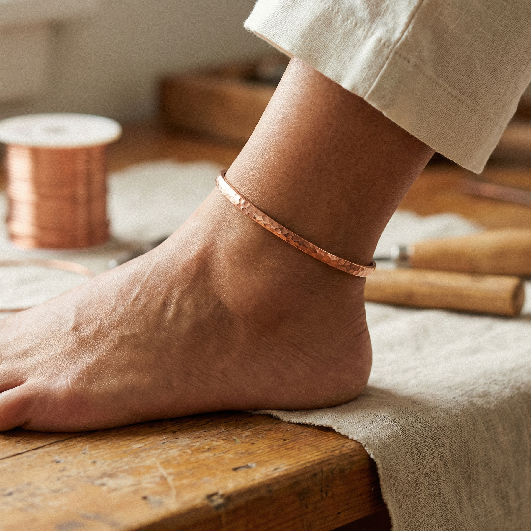 Océane | Bracelet de Cheville en Cuivre Pur