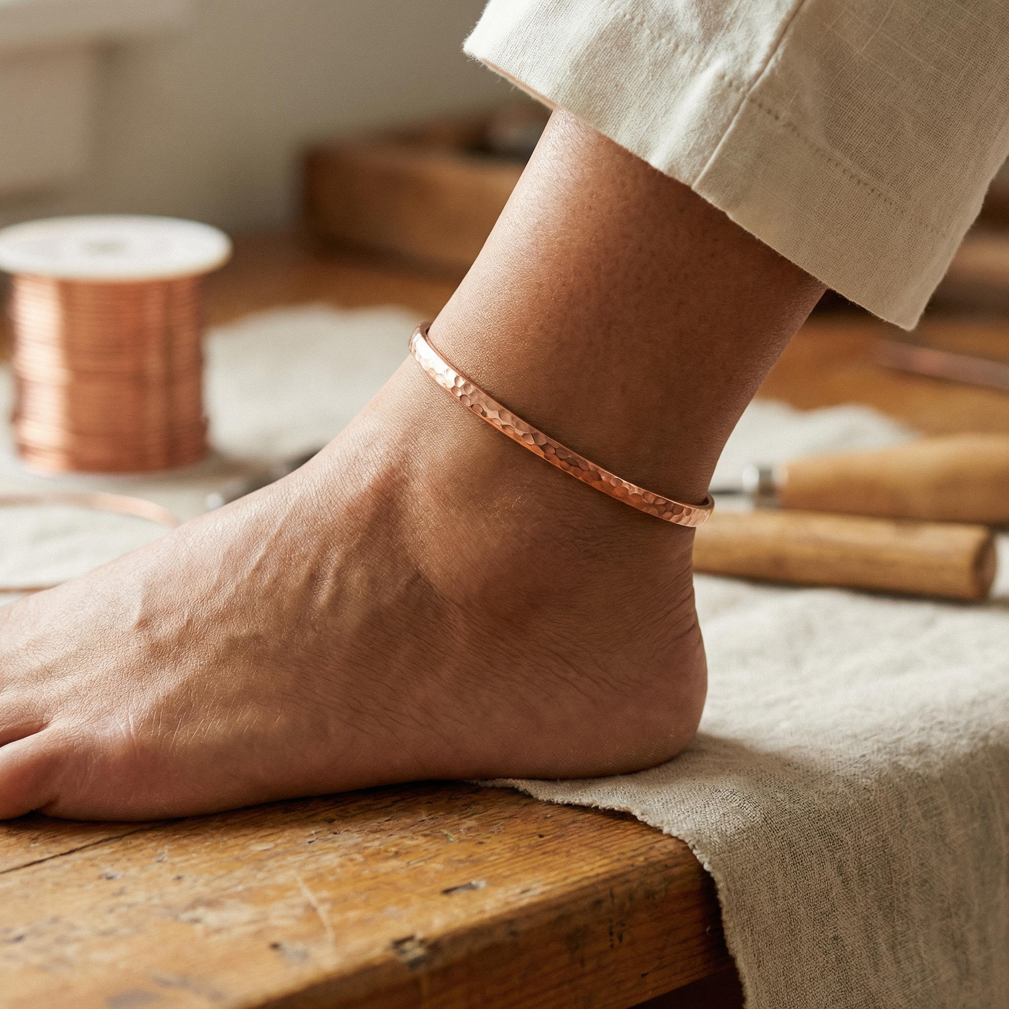 Océane | Bracelet de Cheville en Cuivre Pur