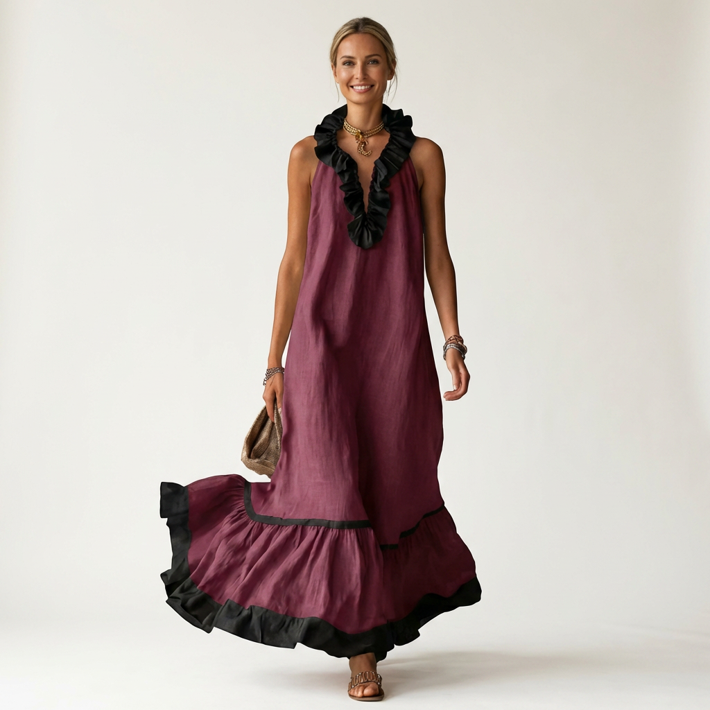 Bernadette | Robe Maxi Élégante à Volants