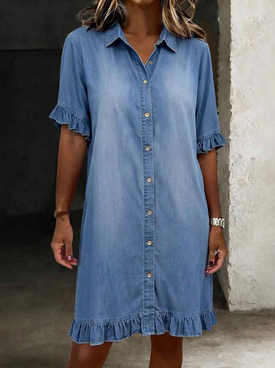 MARIA | Robe en Denim Confortable avec Plis Flatteurs