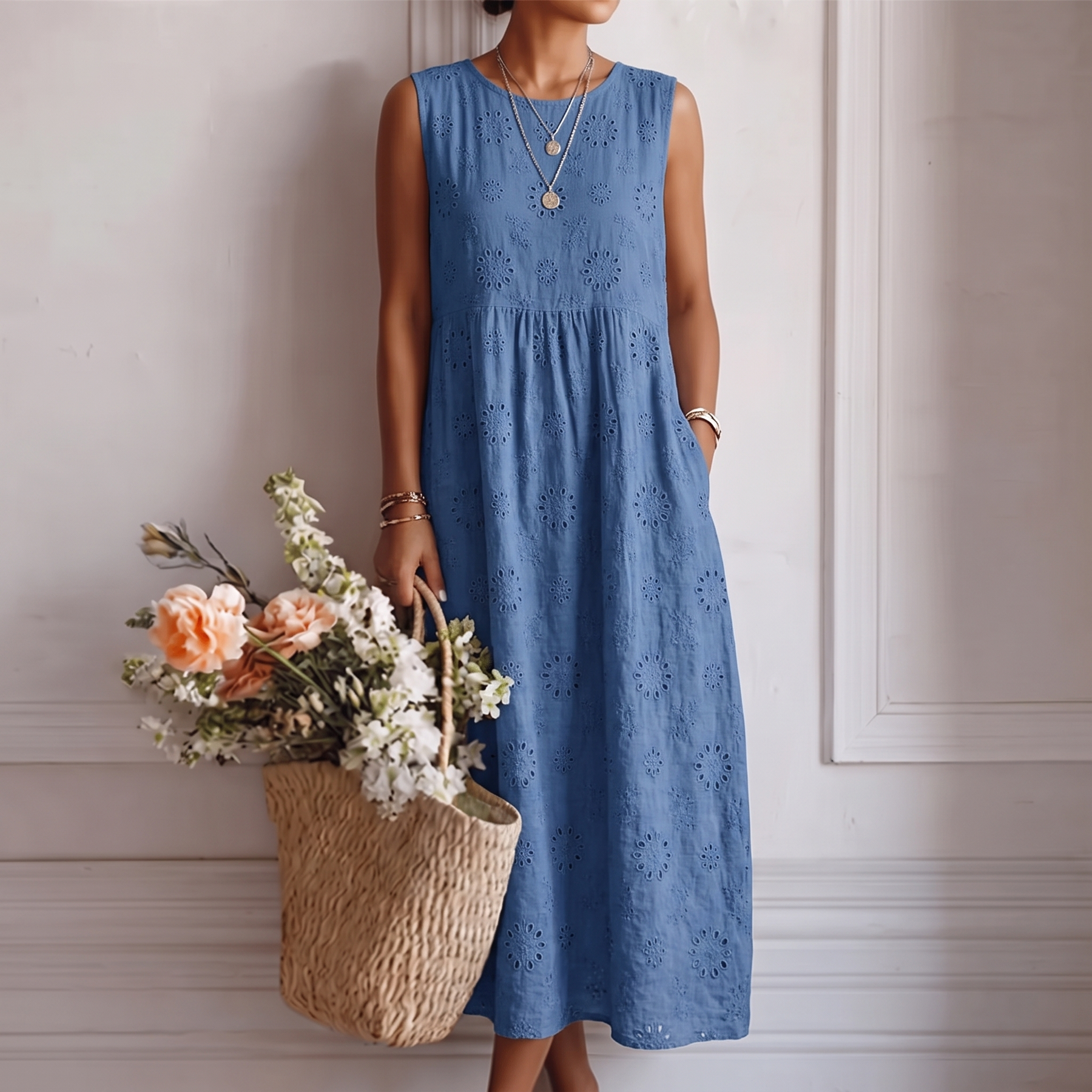 Claire | Robe Maxi Brodée Élégante