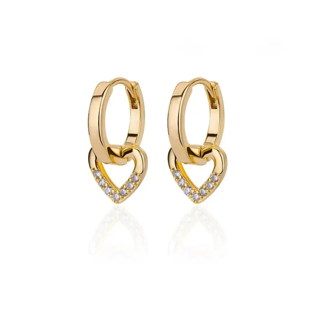Boucles d'oreilles en cœur de zirconium creux