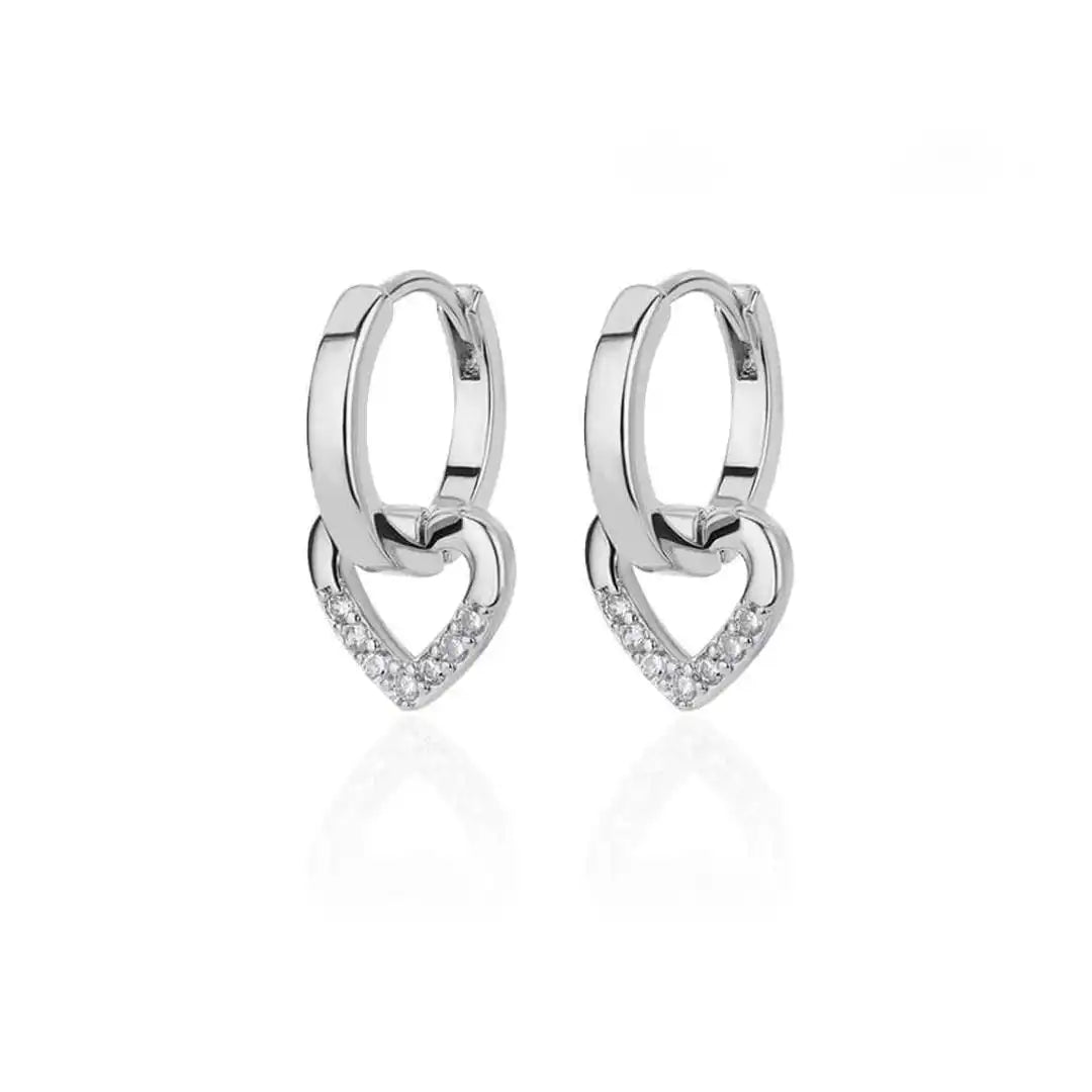 Boucles d'oreilles en cœur de zirconium creux