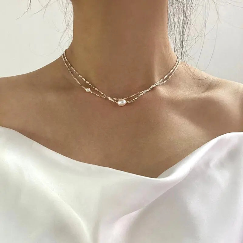 Collier classique en perles d'eau douce