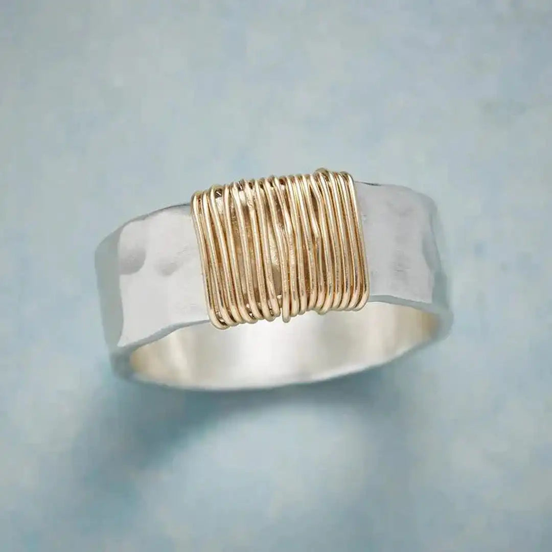 Bague en Argent Fils Dorés