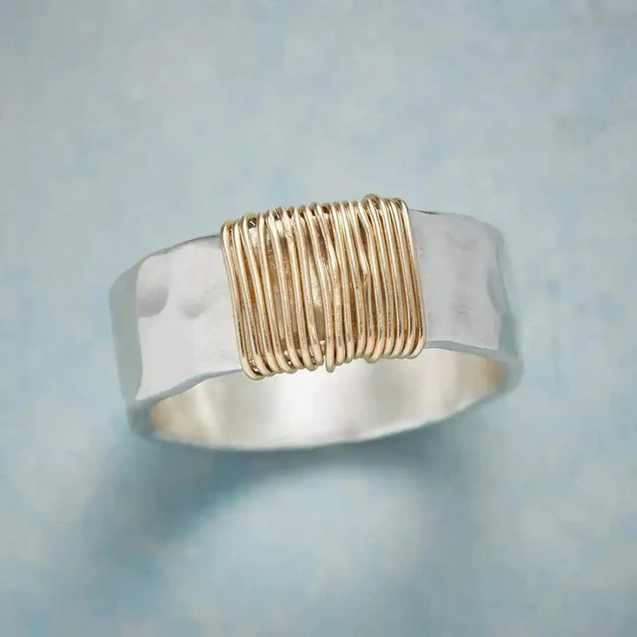 Bague en Argent Fils Dorés