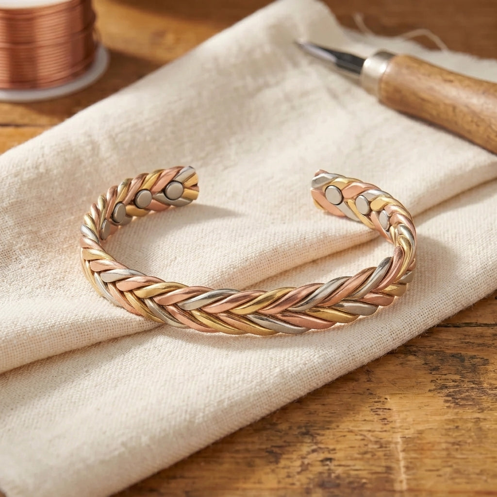 Aurélie | Bracelet Tressé en Cuivre Pur