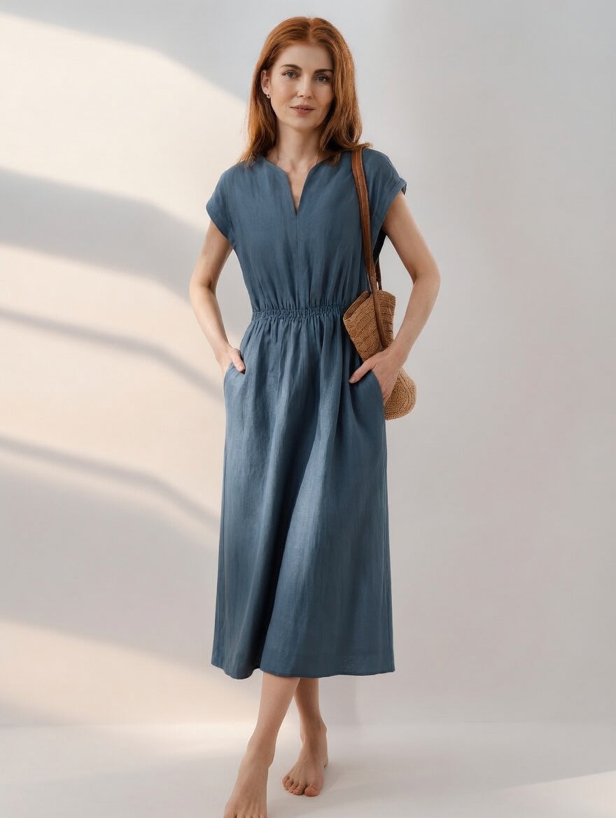 LINA | Robe en lin mélangé fluide et élégante