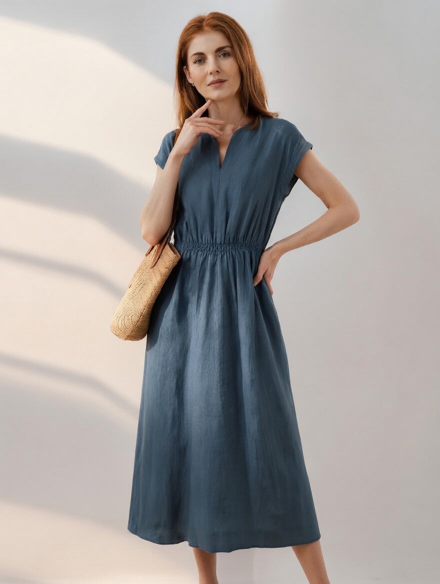 LINA | Robe en lin mélangé fluide et élégante