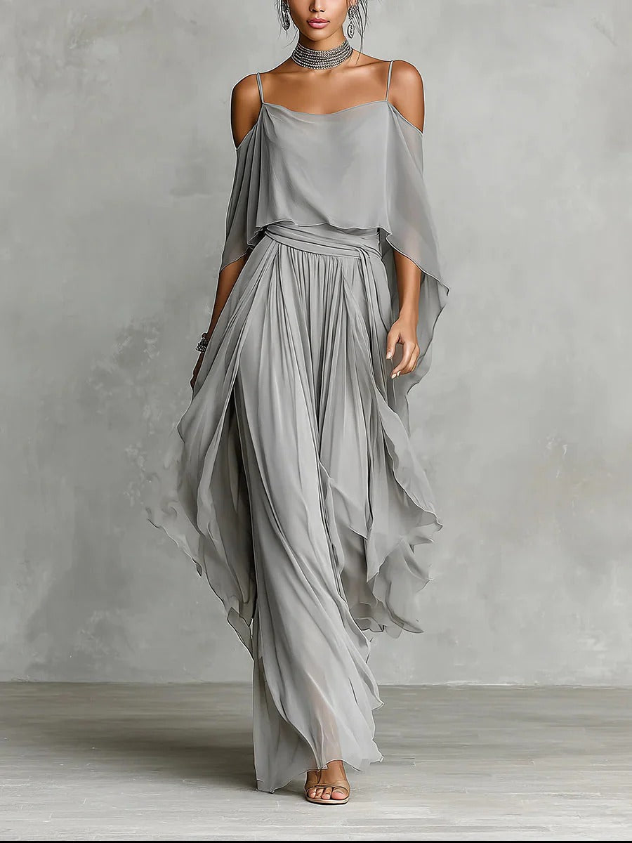 ISABELA | Ensemble fluide gris avec top