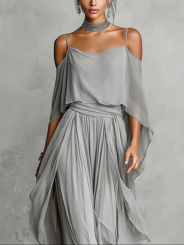 ISABELA | Ensemble fluide gris avec top