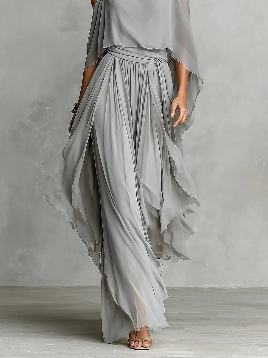 ISABELA | Ensemble fluide gris avec top