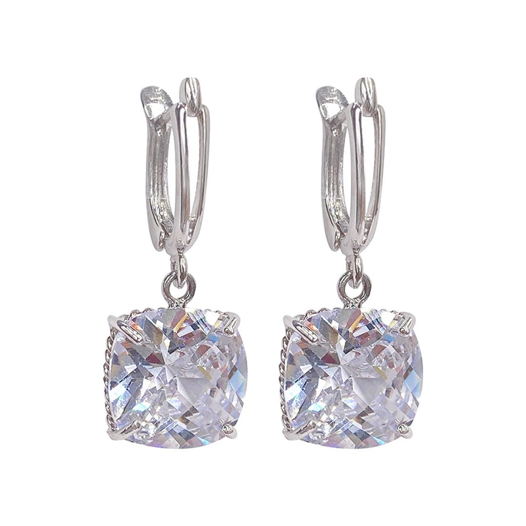 Boucles d'oreilles pendantes en zirconium or blanc