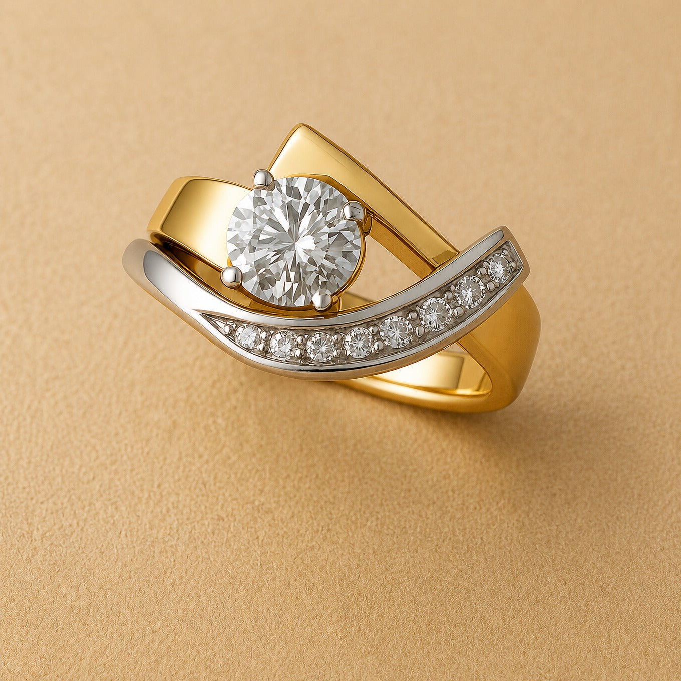 Bague Artistique à Double Teinte