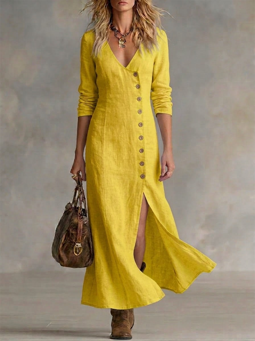 Hélène | Robe Maxi Élégante Boutonnée