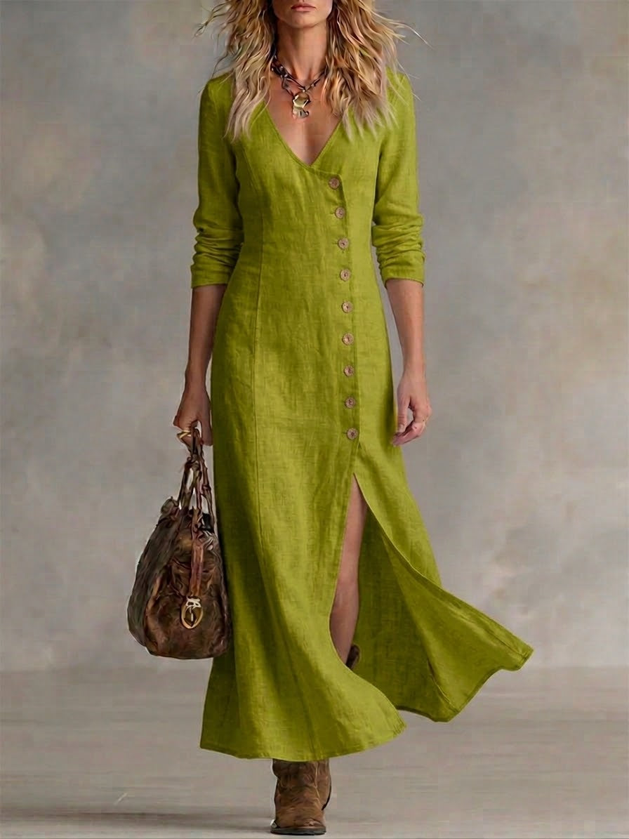 Hélène | Robe Maxi Élégante Boutonnée