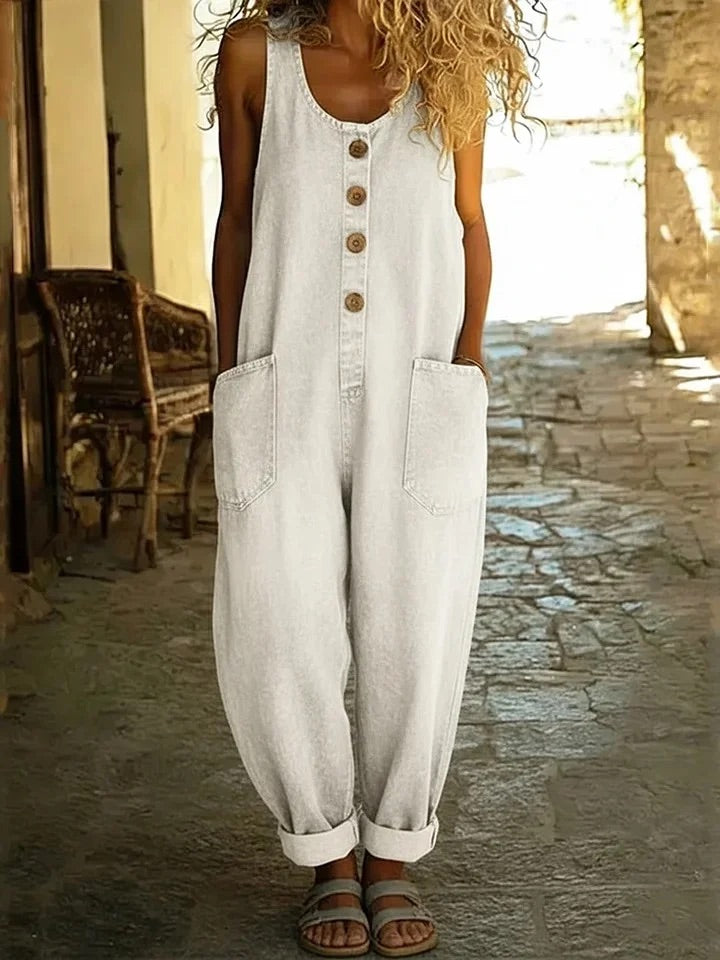 VALENTINA | Salopette en denim en coton vintage lavé