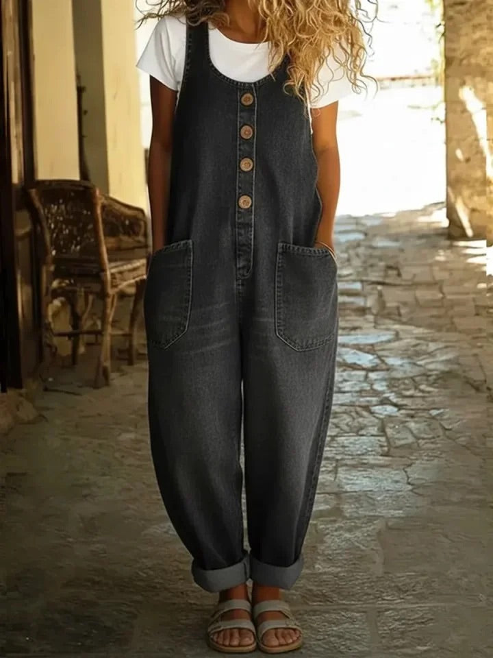 VALENTINA | Salopette en denim en coton vintage lavé