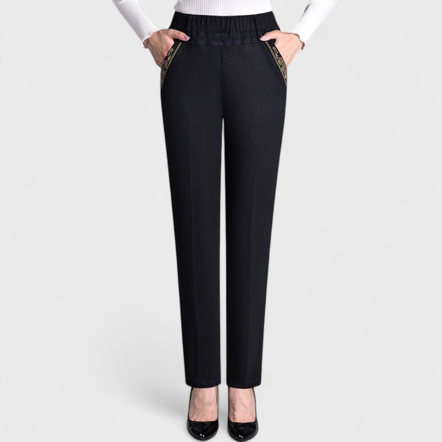 Griselia™ - Jean femme à taille élastique et poches latérales
