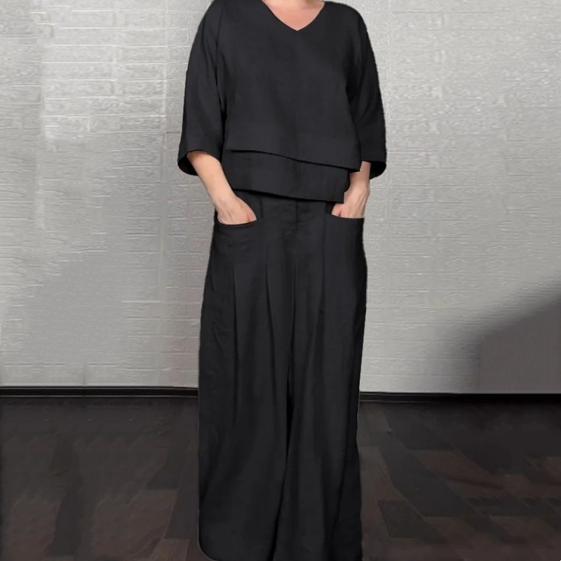 Ilyara - Ensemble Décontracté Coton Lin Femme