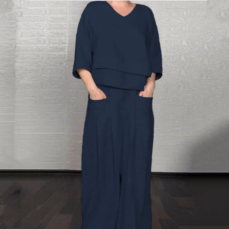 Ilyara - Ensemble Décontracté Coton Lin Femme