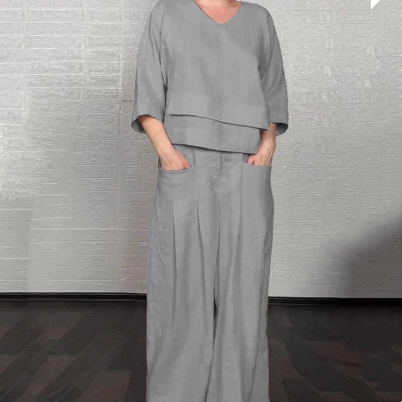Ilyara - Ensemble Décontracté Coton Lin Femme